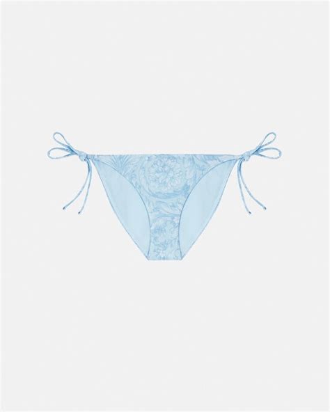 vestito versace azzurro|Slip bikini a vita bassa Barocco in Blu .